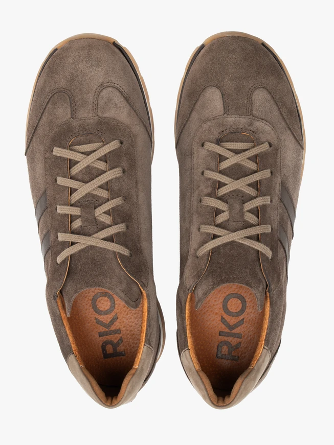 Brown-Grey Men's Lace-Up Sneakers