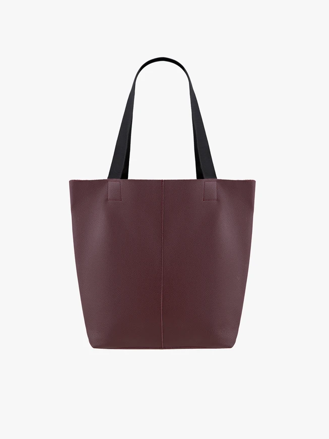 Kastanienbraune Shopper-Tasche aus Leder und Stoff