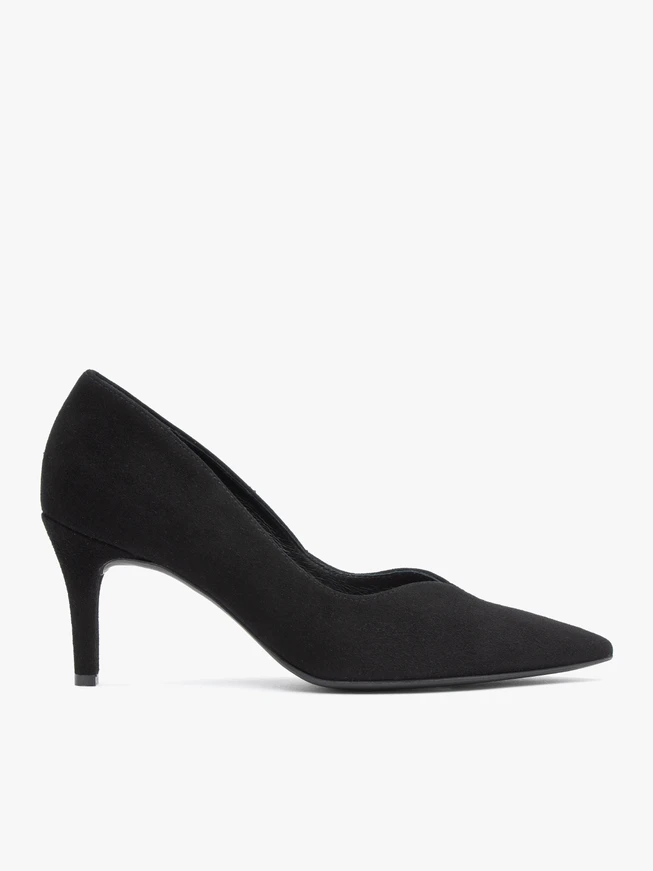 Black velour stiletto pumps