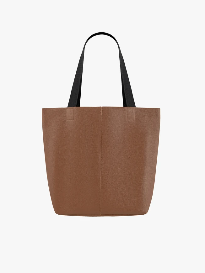 Rote Shopper-Tasche aus Leder und Stoff