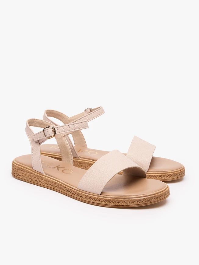 Flache Sandalen in Beige