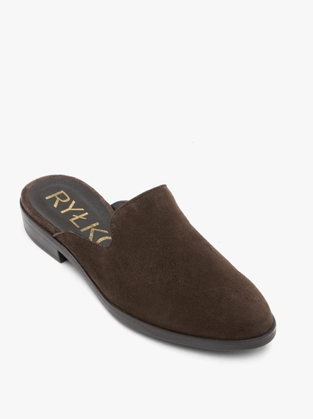 Dunkelbraune Veloursleder-Slipper Flip-Flops