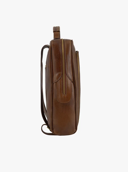 Hellbrauner Lederrucksack A4 für Laptop-Handgepäck