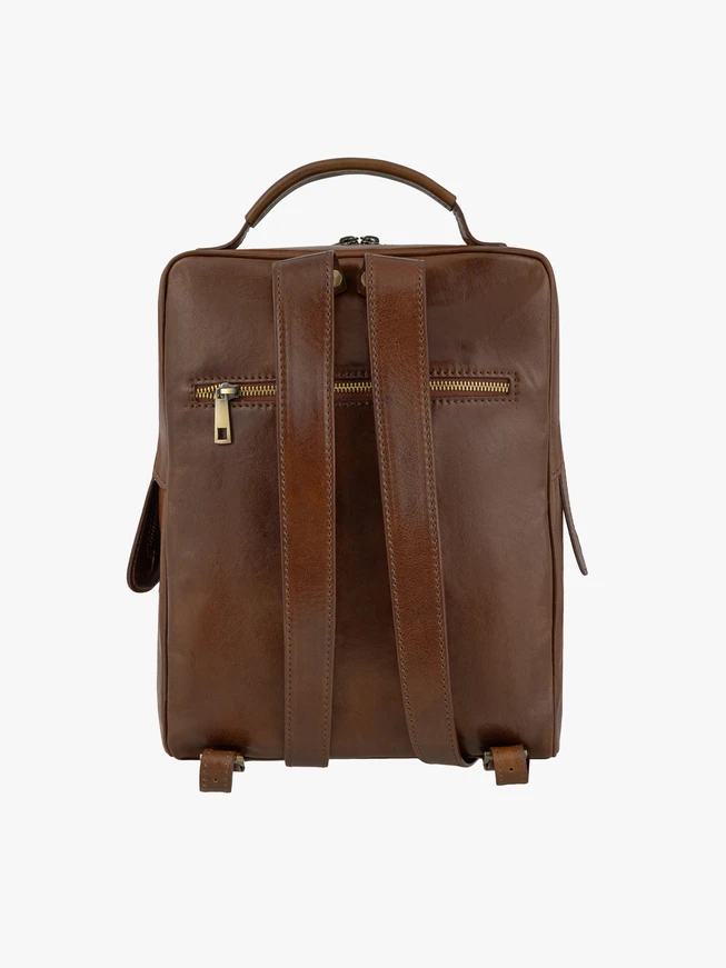 Hellbrauner Lederrucksack A4 für Laptop-Handgepäck