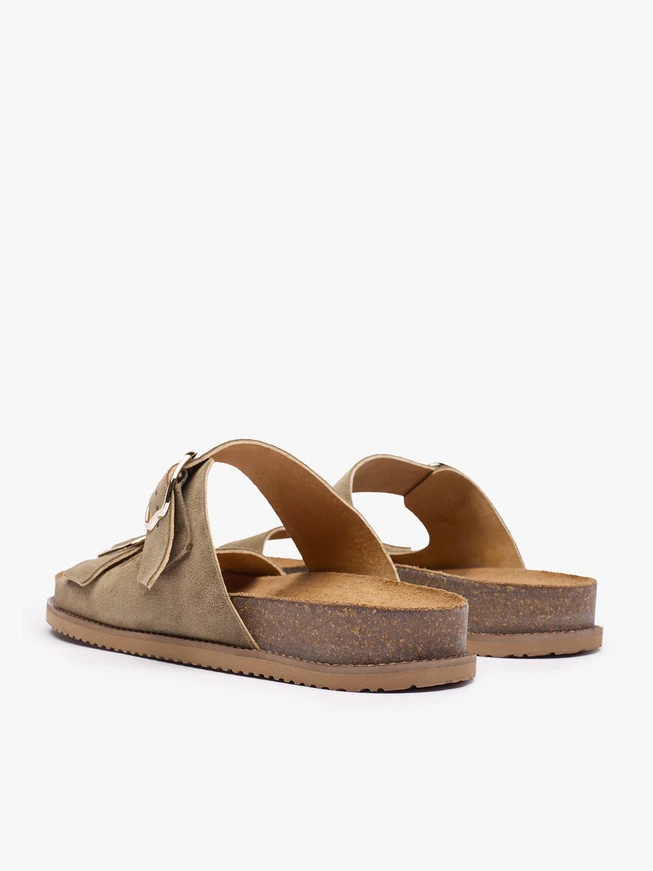 Olive Flip-Flops mit zwei Riemen