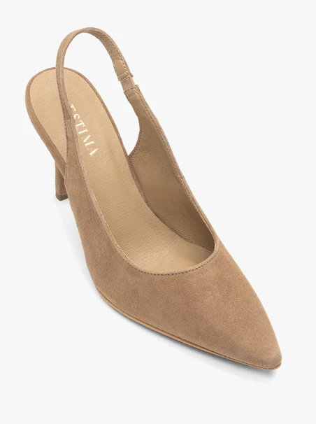 Jasnobrązowe czółenka bez pięty slingback