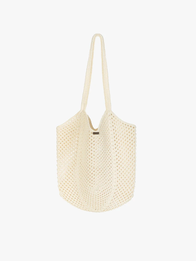 Beige gestrickte Handtasche