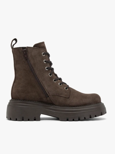 Dark brown suede ankle boots