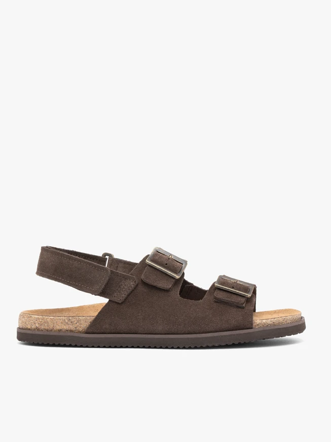 Sandalen aus braunem Veloursleder