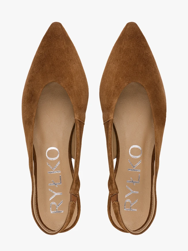 Braune Slingback-Pumps mit spitzer Zehe