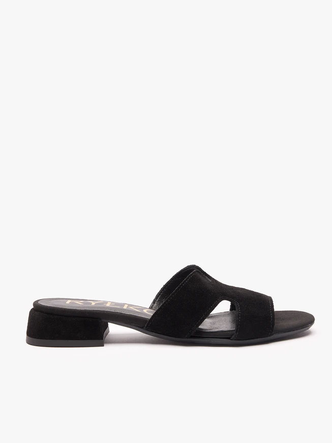 H-Flip-Flops aus schwarzem Veloursleder