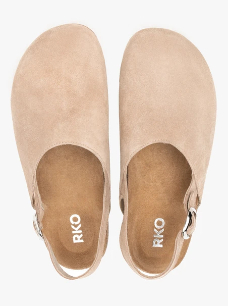 Beige mules with velour leather strap
