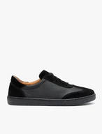 Schwarze Barfuß-Halbschuhe aus Leder und Velours