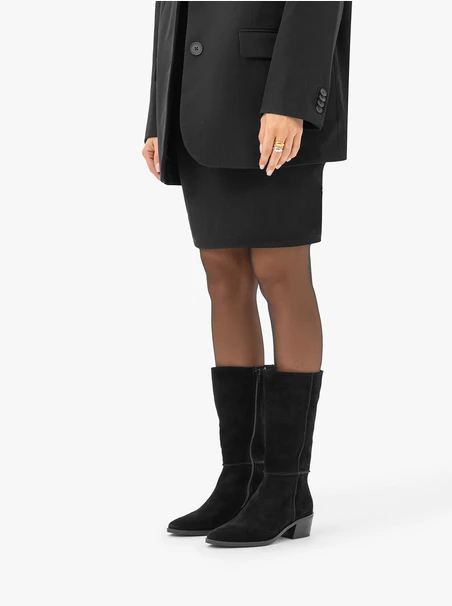 Schwarze hohe Stiefeletten mit Absatz