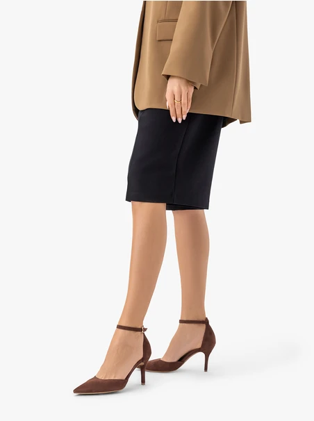 Dunkelbraune Stiletto-Pumps