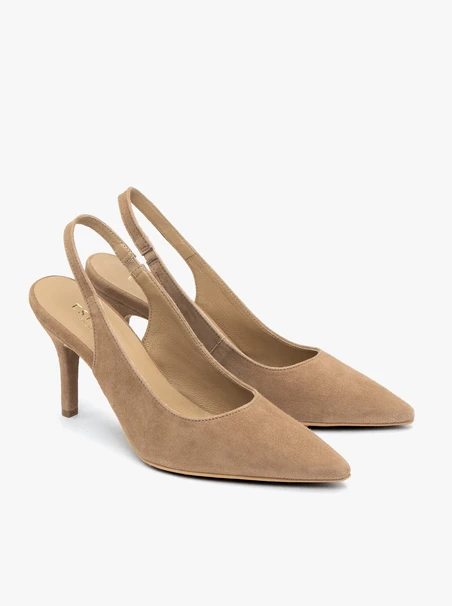 Jasnobrązowe czółenka bez pięty slingback