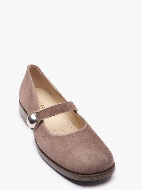 Ballerinas aus grauem Veloursleder
