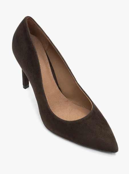 Dunkelbraune hohe Stiletto-Pumps