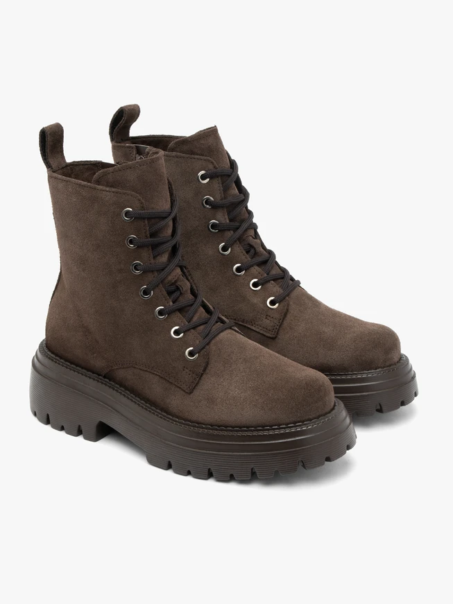 Dunkelbraune Velourslederstiefel