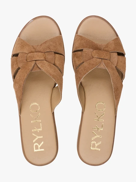 Beigefarbene Flip-Flops mit Ausschnitt