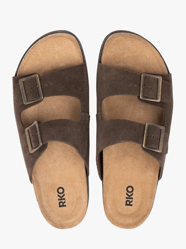 Braune Velours-Flip-Flops