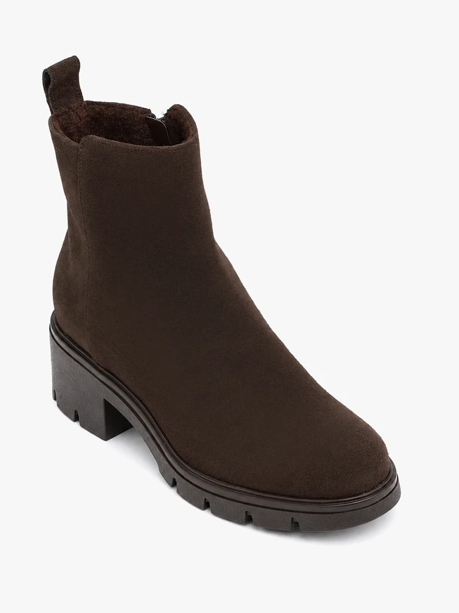 Dark brown suede ankle boots