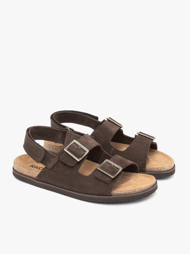 Sandalen aus braunem Veloursleder