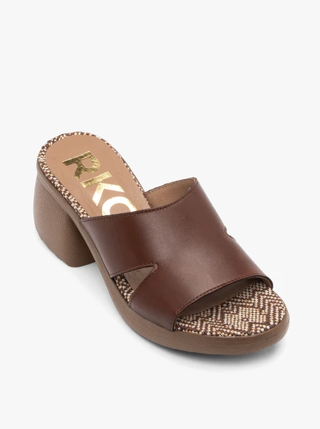 Brown Heeled Slides