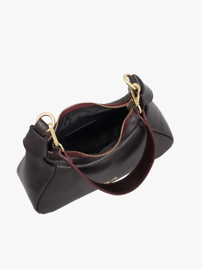 Maroon grain leather handbag