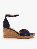 Marineblaue Plateausandalen