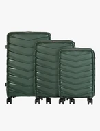 Set of 3 Hard-Shell Green Suitcases – S, M &amp; L
