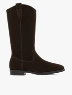 Brown velour leather boots