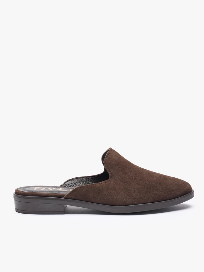 Dark brown velour leather flip-flops