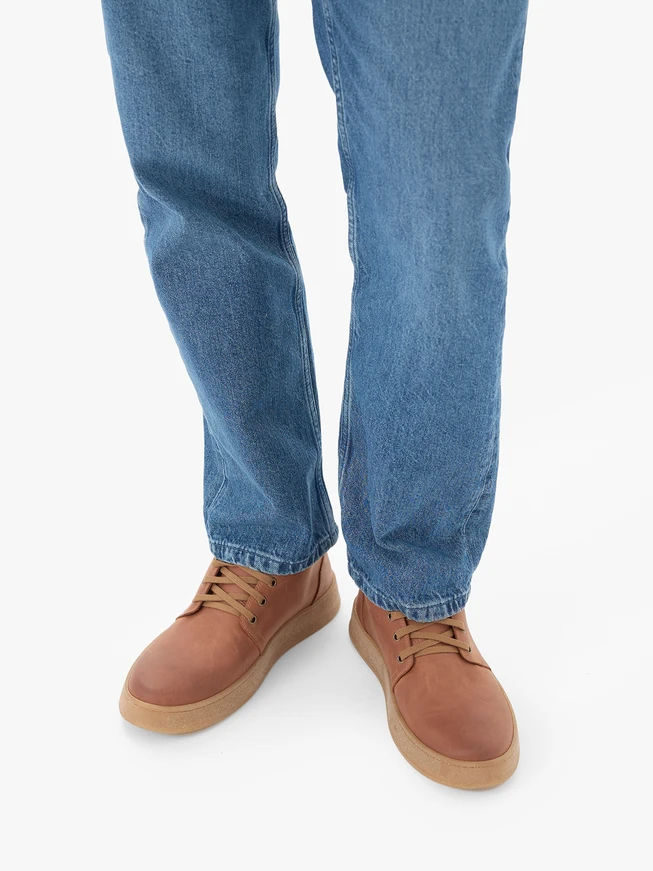 Brown nubuck leather sports boots