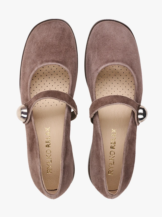 Ballerinas aus grauem Veloursleder