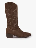 Braune genähte Cowboystiefel