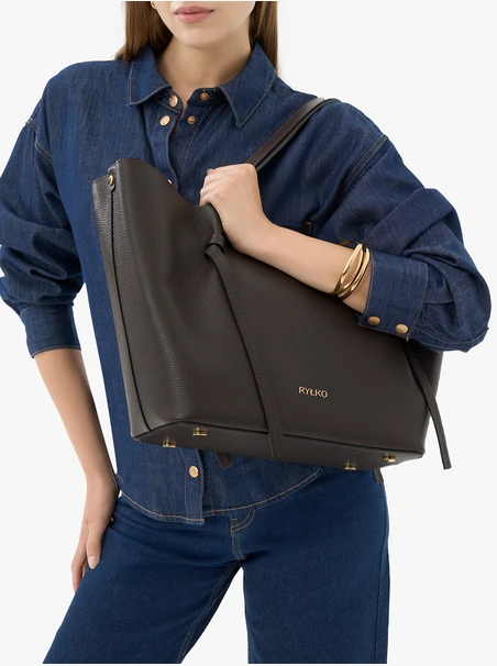 Braune große A4 Lederhandtasche