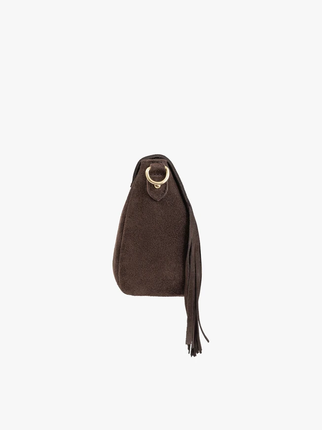 Brown clutch bag with tassels