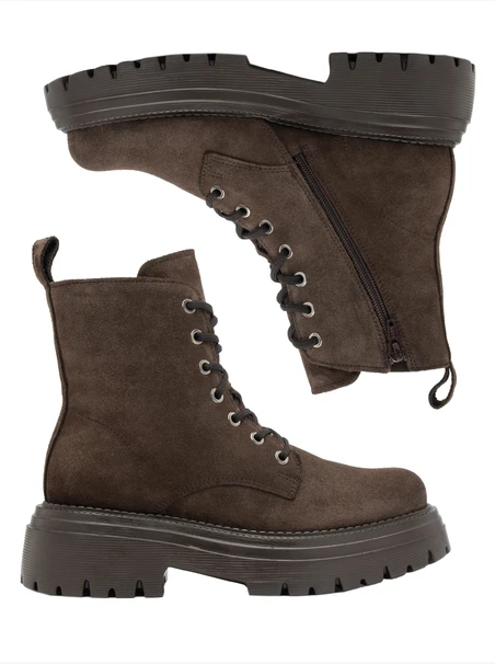 Dark brown suede ankle boots