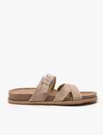 Sandfarbene Flip-Flops mit Zierschnalle