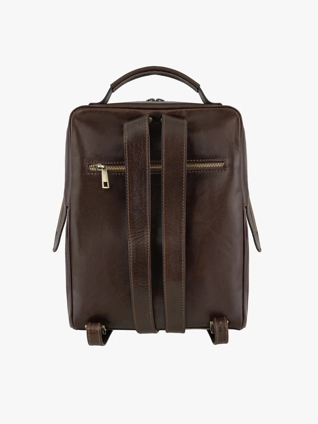Brown leather backpack A4 unisex