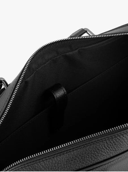 Schwarze große A4-Tasche aus Leder und Stoff