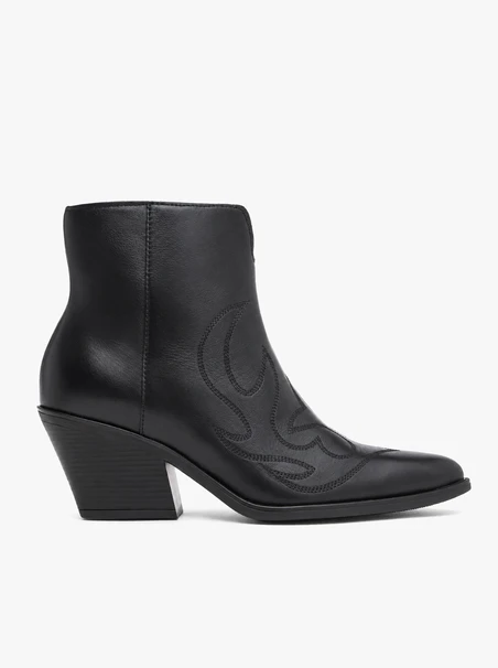 Schwarze Cowboy-Stiefeletten mit Ziernähten