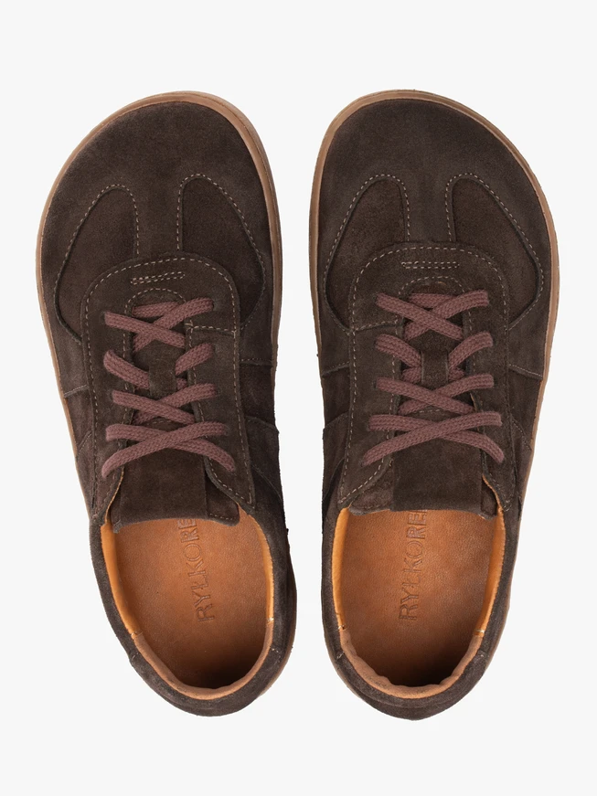 Halbschuhe aus braunem Veloursleder