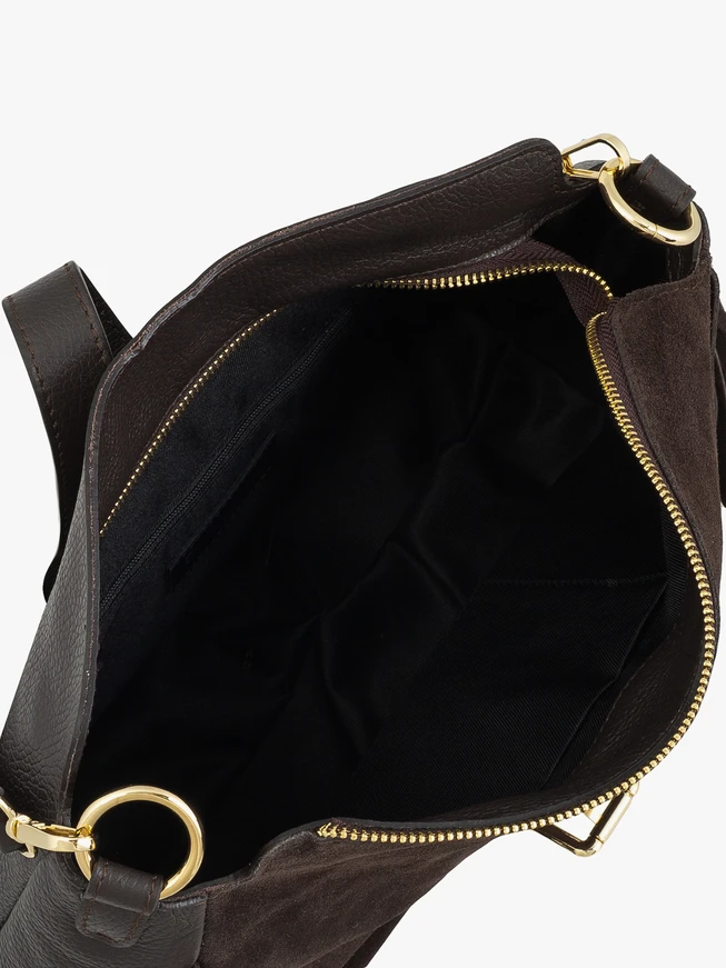 Brown handbag with tassels