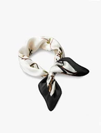 Weißer Schal mit Magnolienblüten 100% Seide
