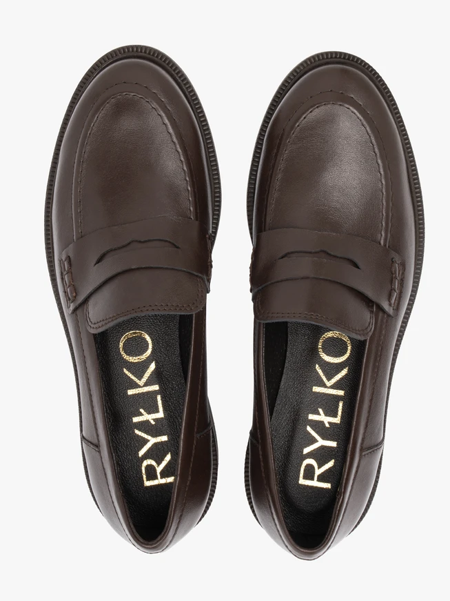 Dark brown grain leather moccasins