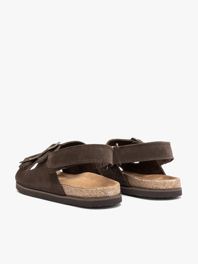 Sandalen aus braunem Veloursleder