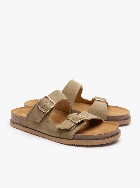 Olive Flip-Flops mit zwei Riemen