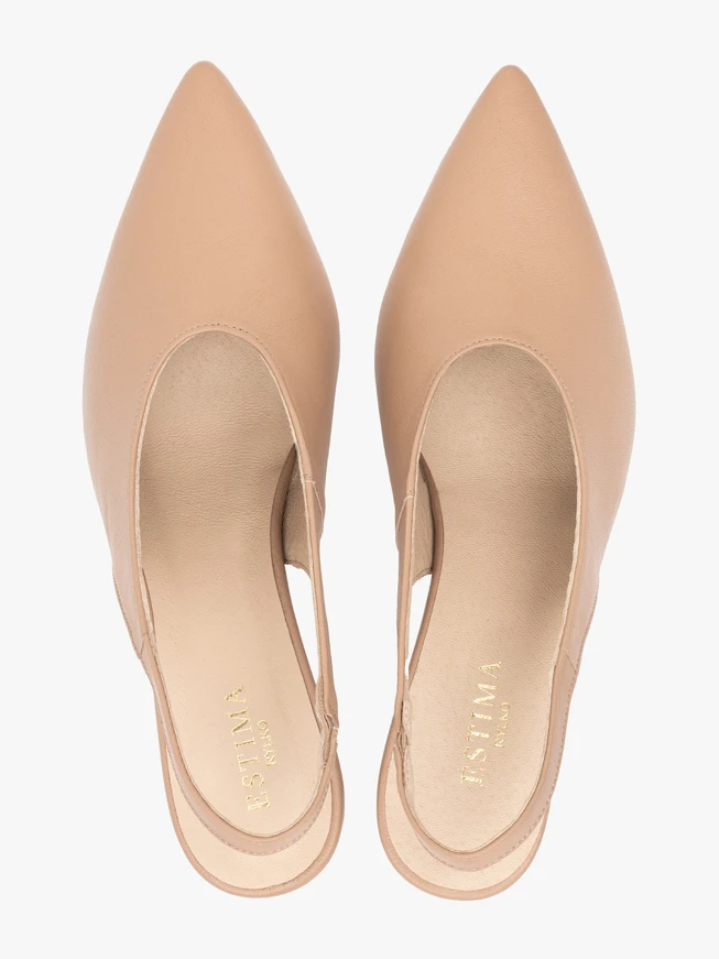 Beigefarbene Slipper-Pumps